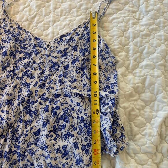 Free People Women’s Kora Cami Blue and White w/ Adjustable Straps Size L - Picture 3 of 4